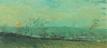  Moonlight Painting - Factories Seen from a Hillside in Moonlight Vincent van Gogh